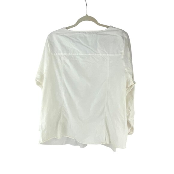 M&S Indigo Collection Embroidered Blouse Size16 Off White Lightweight Cotton Ble - Picture 3 of 5